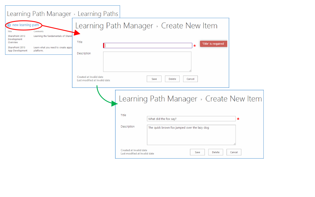 Learning Path Manager create new item